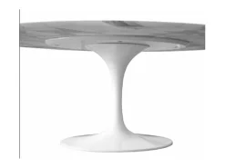 Mesa tulipán redonda, 110 cm, mármol negro, base negro mate-Bandeja Mármol blanco de Carrara-Diámetro 120 cm-Color de los pies Blanco brillante