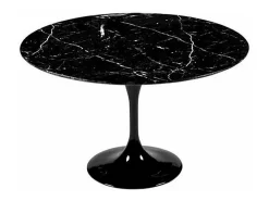 Mesa tulipán redonda, 110 cm, mármol negro, base negro mate-Bandeja Mármol negro de Marquinia-Diámetro 100 cm-Color de los pies Negro mate