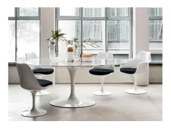 Mesa tulipán redonda, 110 cm, mármol negro, base negro mate-Bandeja Mármol negro de Marquinia-Diámetro 100 cm-Color de los pies Negro mate