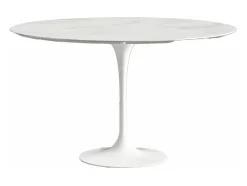 Mesa tulipán redonda, 110 cm, mármol negro, base negro mate-Bandeja Mármol verde alpi-Diámetro 100 cm-Color de los pies Negro brillante
