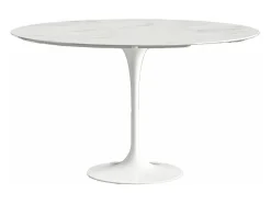 Mesa tulipán redonda, 110 cm, mármol negro, base negro mate-Bandeja Mármol negro de Marquinia-Diámetro 100 cm-Color de los pies Negro brillante