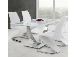 Mesa Unique blanca pata cromada