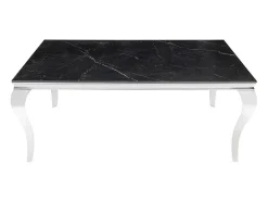 Mesa VELENA – Rectangular 180 cm – Tablero de piedra sinterizada y acero cromado – Estilo barroco