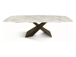 Mesa vitroceramica blanca,patas metal bronce 180x90-260x90cm - FIGARI