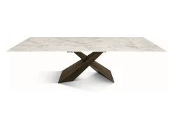 Mesa vitroceramica blanca,patas metal bronce 180x90-260x90cm - FIGARI