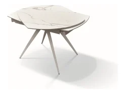 Mesa vitrocerámica efecto mármol, metal blanco, extensible 120x90 - LAVEZZI