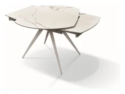 Mesa vitrocerámica efecto mármol, metal blanco, extensible 120x90 - LAVEZZI