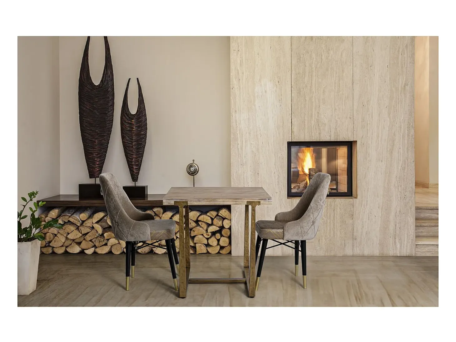 Mesa VKH577, Marrón, 80x80x76 cm, Kendra Home
