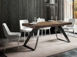 Mesa Volta 180 cm diseño nogal con patas metálicas curvadas antracita