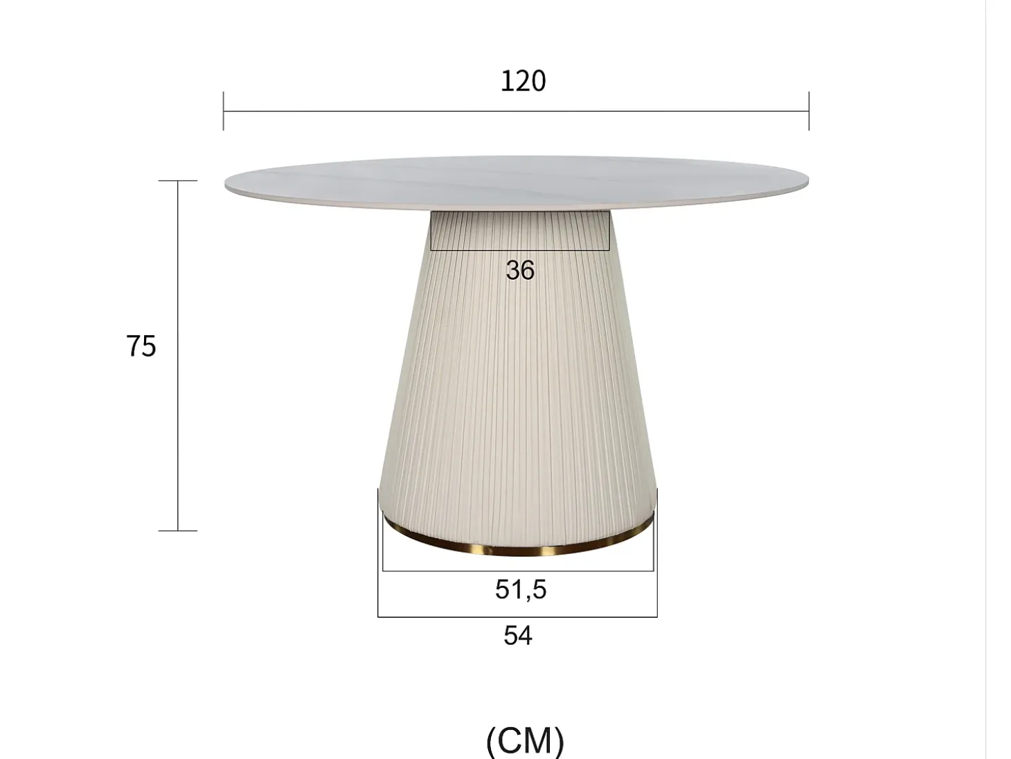Mesa 120x75x120 cm blanca ecru modig m96