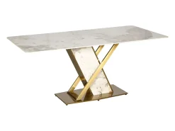 Mesa 180x75x90 cm Blanco dorado Modig M55