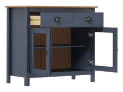 Mesita de noche Hill madera maciza de pino gris 90x40x80 cm