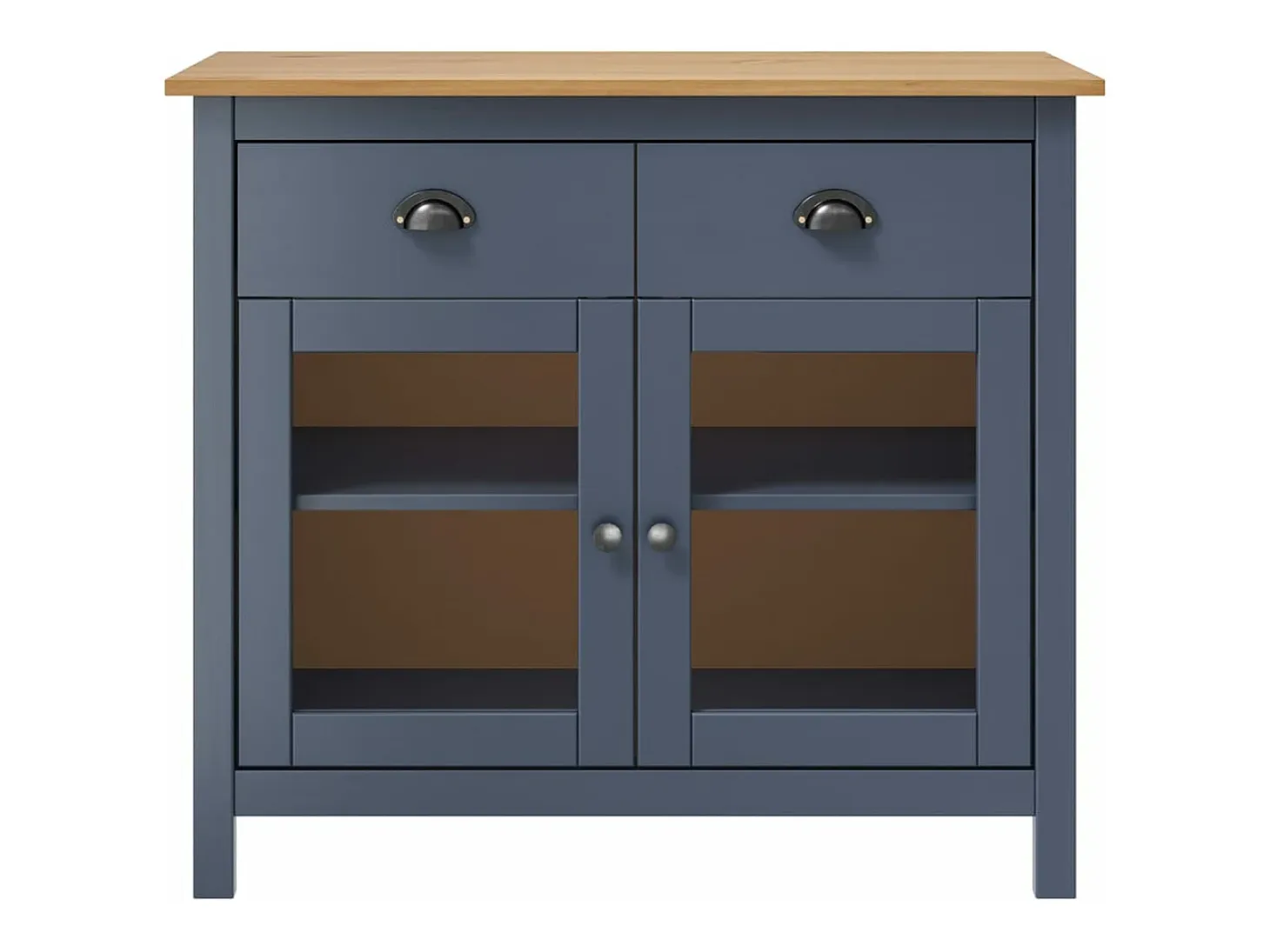 Mesita de noche Hill madera maciza de pino gris 90x40x80 cm