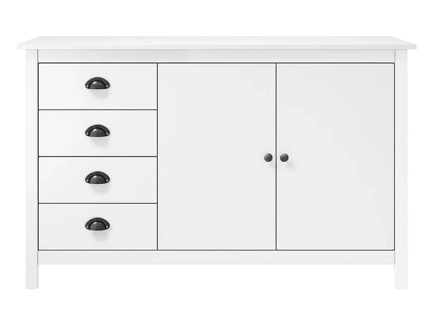Mesita de noche Hill madera maciza de pino blanco 130x40x80 cm ES482086