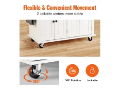 Mesón de Cocina con Ruedas SucceBuy, 90cm, Armario Rodante de Estorage con Cajón y Soporte, Blanco