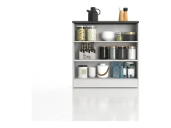 Meuble estantería de cocina Sole con 3 estantes blanco brillo y report 90x90x25 cm
