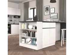 Meuble estantería de cocina Sole con 3 estantes blanco brillo y report 90x90x25 cm