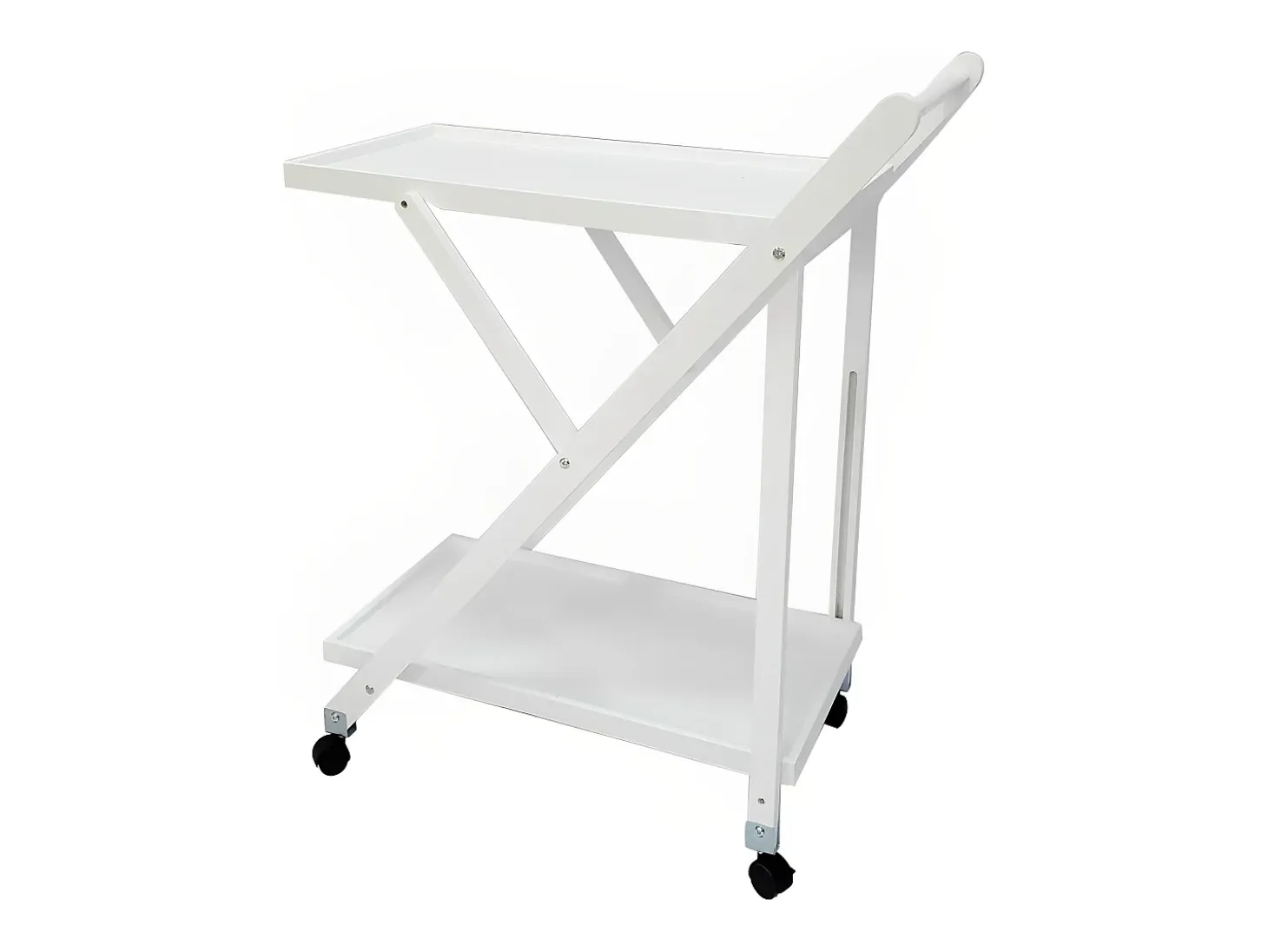 Meyvaser - Camarera Plegable con Ruedas, Carro de servicio 65x40x85cm Color Blanco