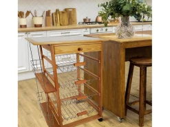 Meyvaser - Carro de cocina con ruedas 57x37x82 Oporto 5 tapa de azulejos y botellero lateral