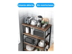 Meyvaser Estantería de Cocina Con Marco de Metal Negro, Estante Industrial para microondas 60x30x126 cm