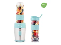 Mini batidora 300W - 570ml - Azul pastel - Incluye 2 botellas de agua