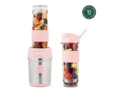 Mini batidora 300W - 570ml - Rosa pastel - Incluye 2 bolsas de viaje sin BPA