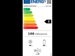 Mini refrigerador de 106 L, refrigerador de 60 L + congelador de 46 L, 7 niveles de temperatura, LED, acero inoxidable, negro y plateado (42,5 x 44,5 x 102 cm)