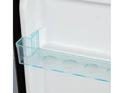 Mini refrigerador de 106 L, refrigerador de 60 L + congelador de 46 L, 7 niveles de temperatura, LED, acero inoxidable, negro y plateado (42,5 x 44,5 x 102 cm)