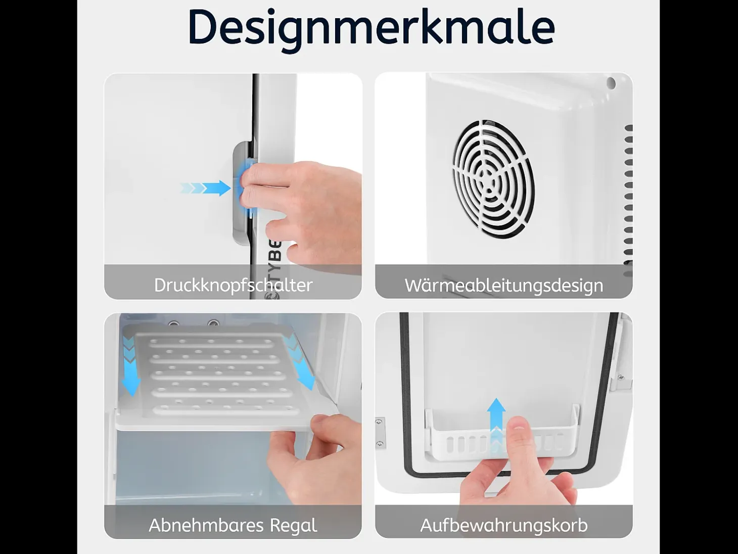 Mini refrigerador NETTLIFE de 6 litros: refrigerador pequeño silencioso de 12 V y 230 V con espejo e iluminación LED.