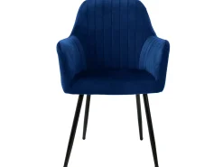 ML-Design Juego de 4 sillas de comedor con respaldo y reposabrazos azul