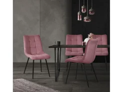 ML-Design Silla de comedor set de 2 piezas Old Rose, Silla de salón con tapicería de tela y patas de metal negro