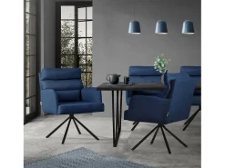 ML-Design Silla de Comedor Azul Oscuro, Giratoria Car Position