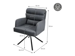 ML-Design Silla de comedor giratoria juego de 6 piezas Antracita, Sillón de salón con reposabrazos y respaldo