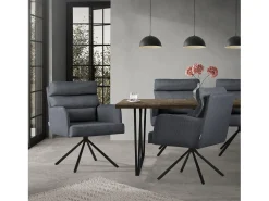 ML-Design Silla de comedor giratoria juego de 6 piezas Antracita, Sillón de salón con reposabrazos y respaldo