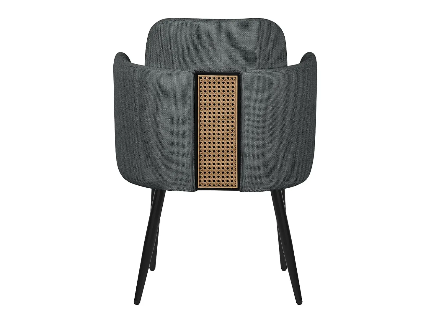 ML-Design Silla de comedor con funda de tela antracita asiento de salón con respaldo y reposabrazos de ratán mueble tapizado con patas de metal