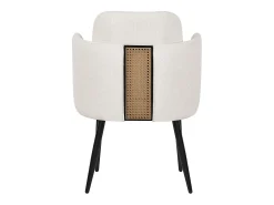 ML-Design Silla de comedor con funda de tela beige asiento sofá de salón con respaldo y reposabrazos de ratán mueble tapizado con patas de metal