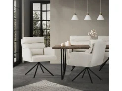 ML-Design Sillas de comedor giratorias Juego de 4, Beige, Sillas de salón con reposabrazos y respaldo