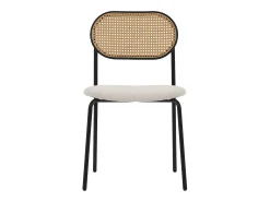 ML-Design 6x Sillas de comedor beige tapizado ratán con patas metal respaldo curvado de rejilla y apoyabrazos ergonómico sillón moderno para hogar