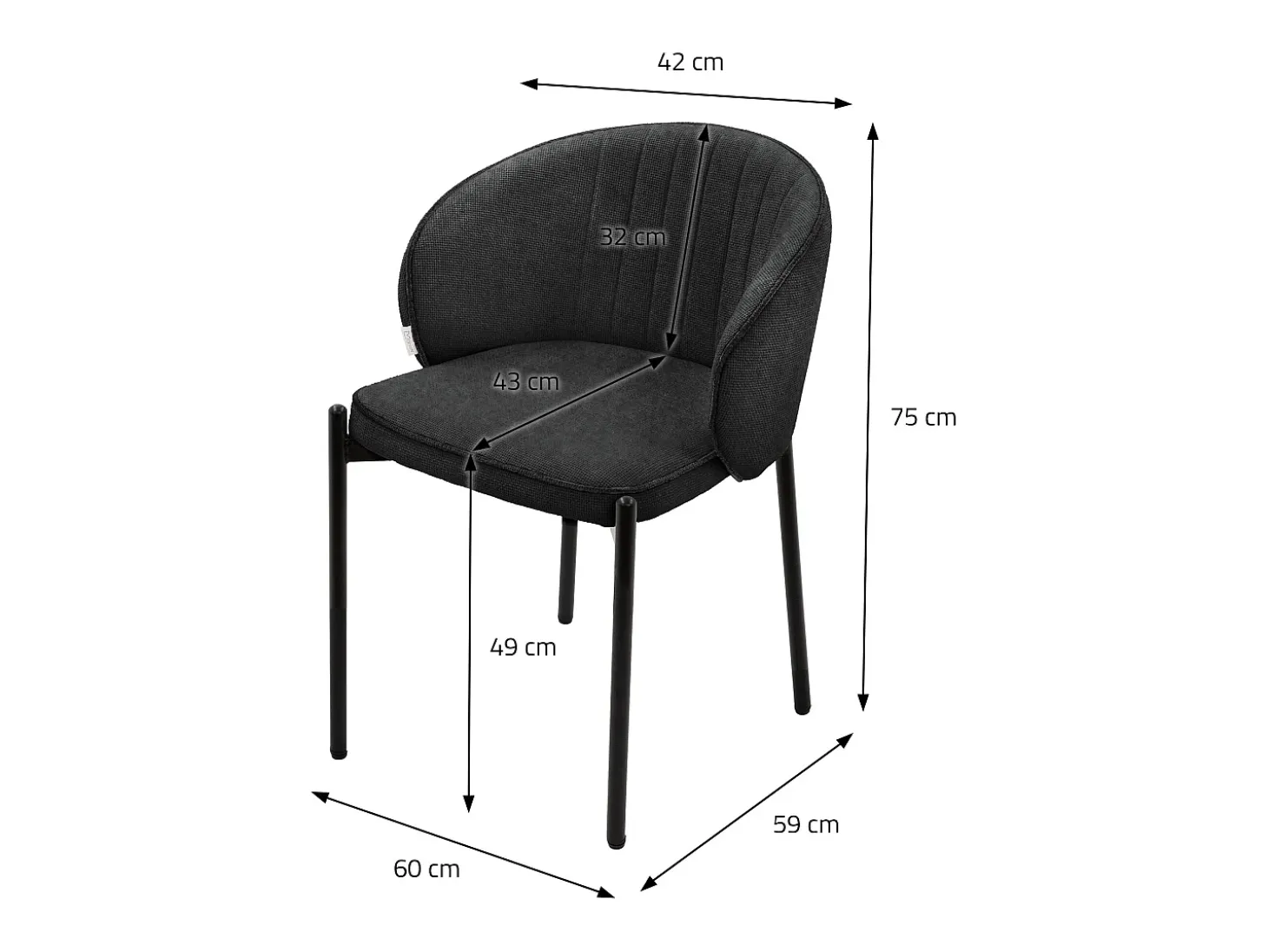ML-Design 2x Sillas de comedor antracita con revestimiento de tela, asiento sofá de salón con respaldo, mueble de cocina tapizado con patas de metal