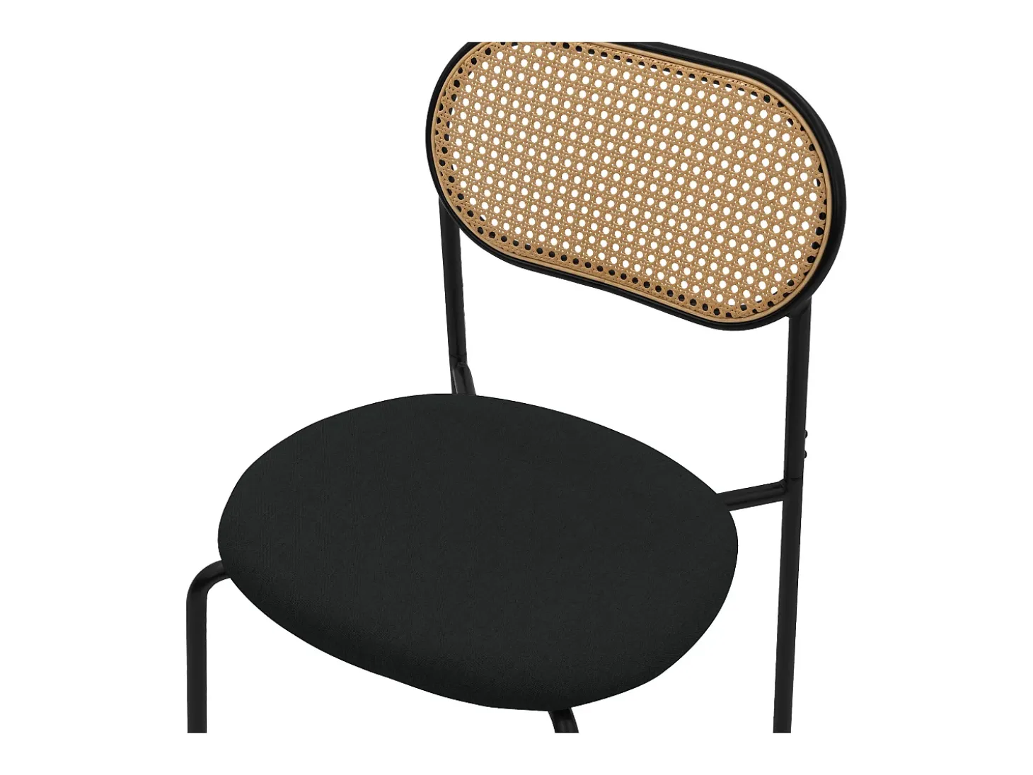 ML-Design 6x Sillas de comedor negro tapizado ratán con patas metal respaldo curvado de rejilla y apoyabrazos ergonómico sillón moderno para hogar