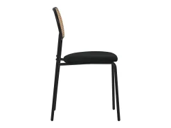 ML-Design 6x Sillas de comedor negro tapizado ratán con patas metal respaldo curvado de rejilla y apoyabrazos ergonómico sillón moderno para hogar