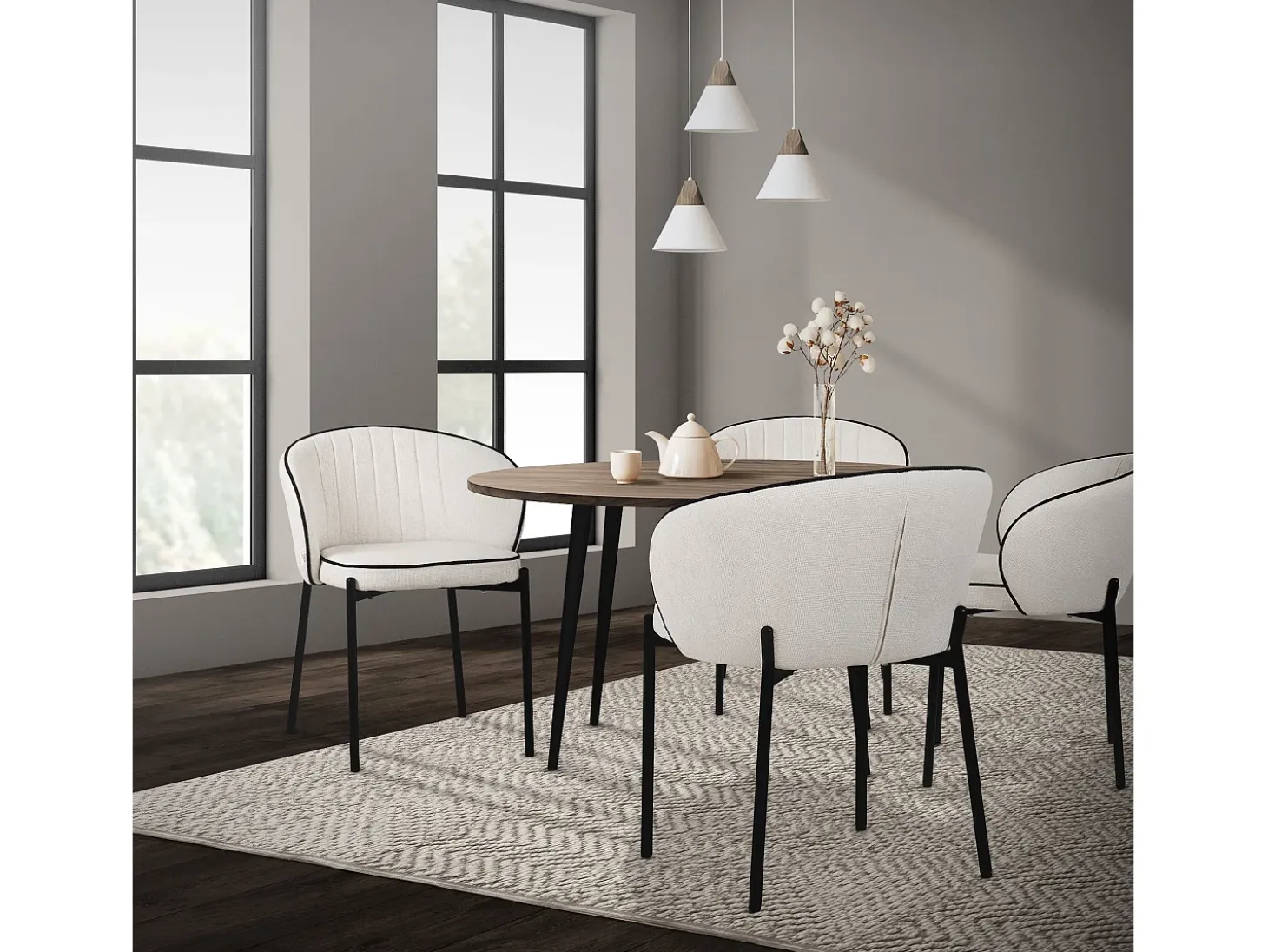 ML-Design 6x Sillas de comedor beige con revestimiento de tela, asiento sofá de salón con respaldo, mueble de cocina tapizado con patas de metal
