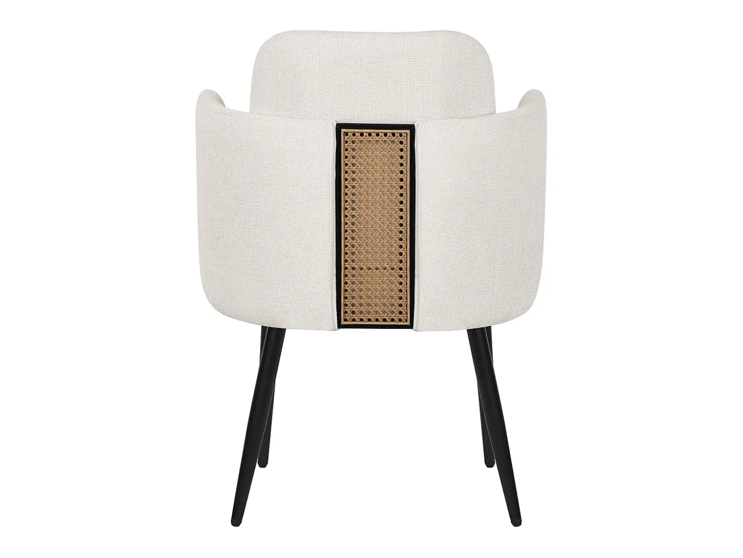 ML-Design 6x Sillas de comedor con funda de tela beige asientos sofá de salón con respaldo y reposabrazos de ratán mueble tapizado con patas de metal