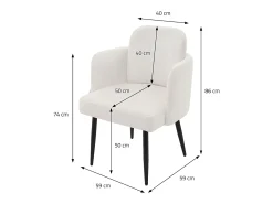 ML-Design 6x Sillas de comedor con funda de tela beige asientos sofá de salón con respaldo y reposabrazos de ratán mueble tapizado con patas de metal