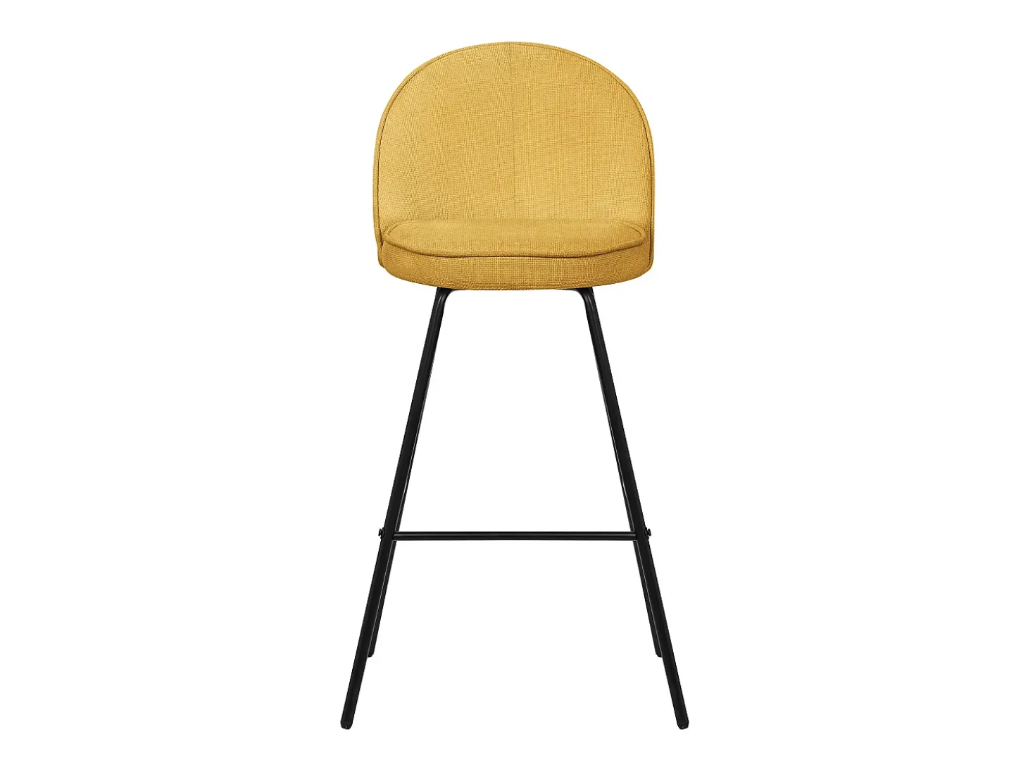 ML-Design 4x Taburetes de bar mostaza con tapizado de tela, 75cm altura, sillas con respaldo y reposapíes, estructura metálica sillones para encimera