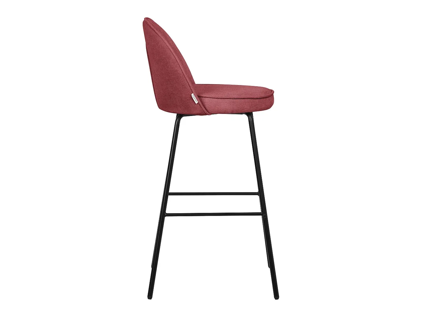 ML-Design 4x Taburetes de bar rojos con tapizado de tela, 75cm altura, sillas con respaldo y reposapíes, estructura metálica sillones para encimera
