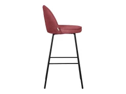 ML-Design 2x Taburetes de bar rojos con tapizado de tela, 75cm altura, sillas con respaldo y reposapíes, estructura metálica sillones para encimera