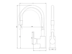 Mémory mezclador para fregadero estilo acero inoxidable con manguera flexible con memoria de forma Essebagno