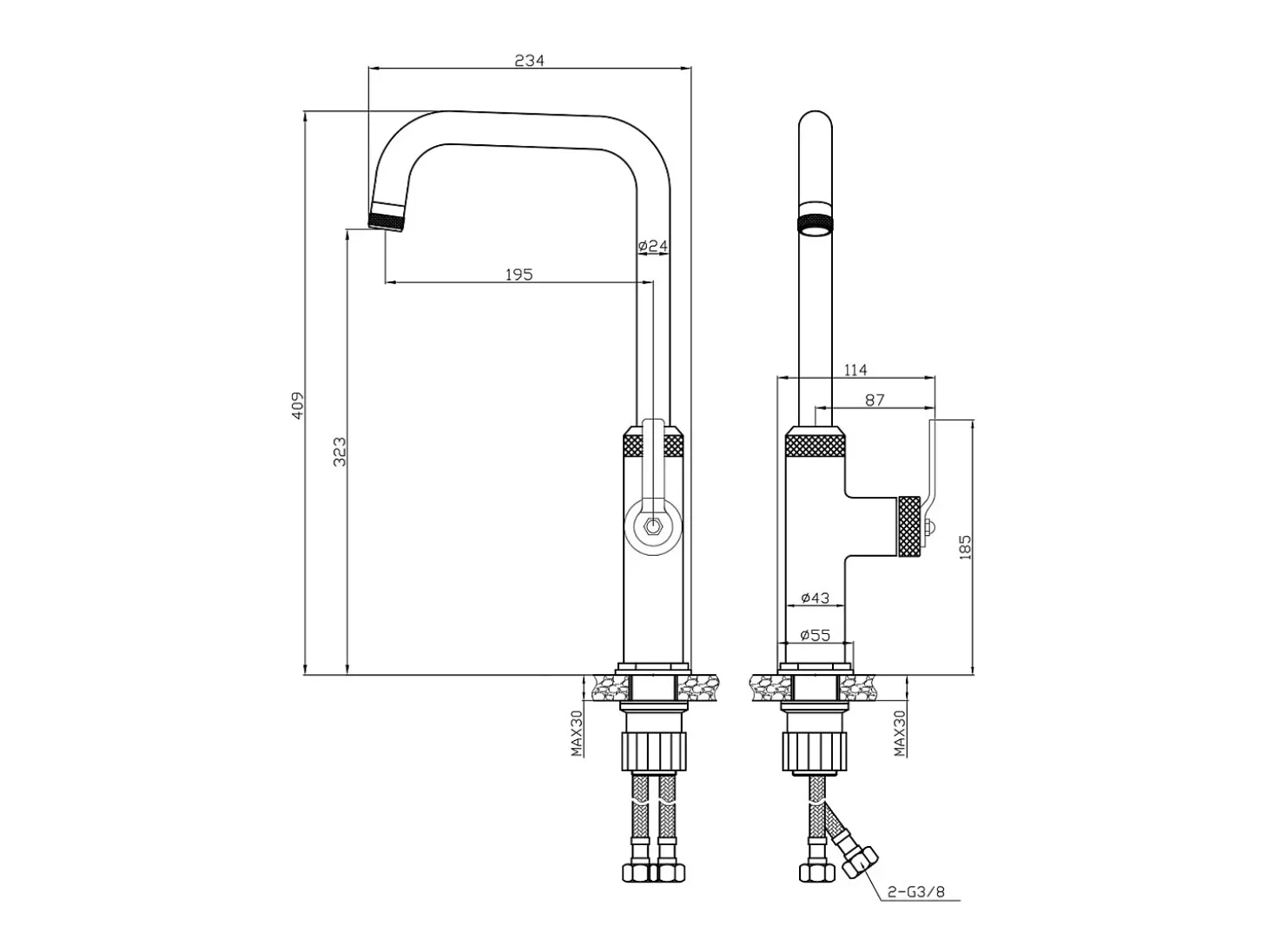 Molette Mezclador de fregadero cobre cepillado Essebagno