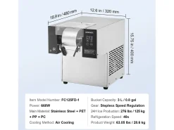 Máquina Comercial de Hielo en Copos SucceBuy, 125 kg/24 h de Acero Inoxidable para Helados